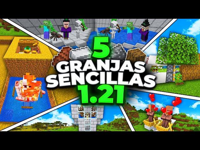 5 GRANJAS SIMPLES para EMPEZAR tu SURVIVAL en MINECRAFT 1.21!