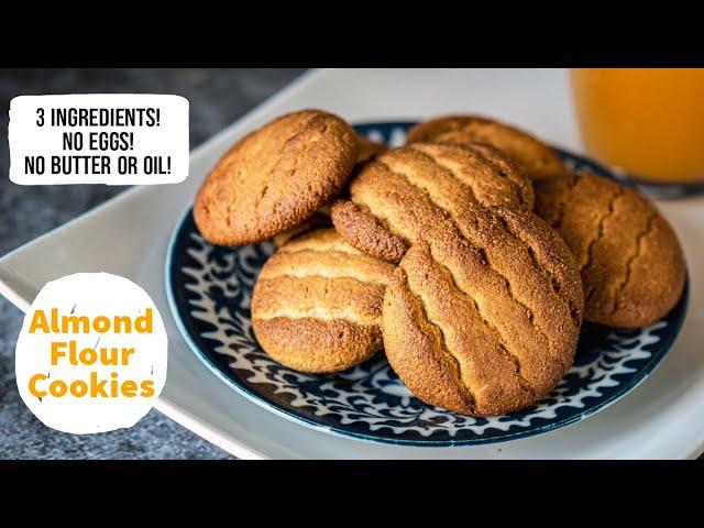 3 Ingredient Almond Flour Cookies - No Egg - No Butter - No Grain - No Refined Sugar