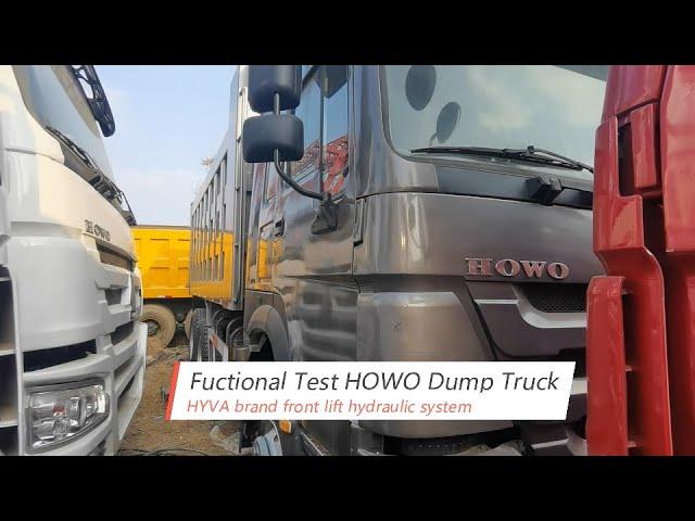 Fuctional Test HOWO Dump Truck with HYVA brand front lift hydraulic system