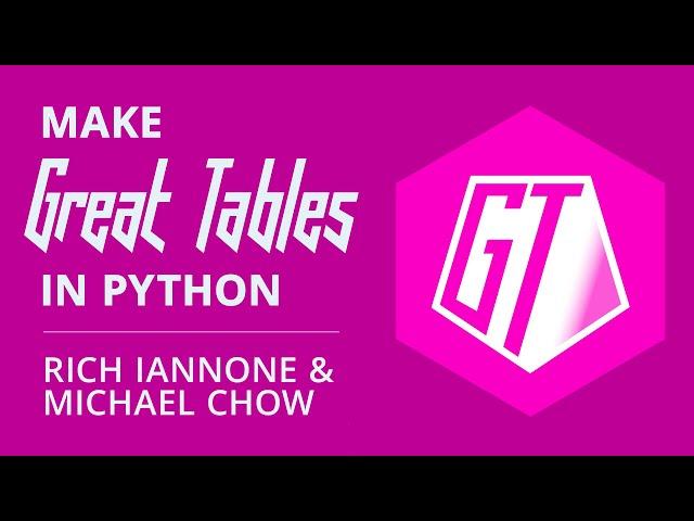 Great Tables: Make beautiful, publication quality tables in Python | Rich Iannone & Michael Chow