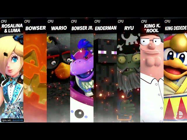 Rosalina vs Spooky Squash vs Bomb vs Bowser Jr vs Enderman vs Deadbeard vs Peter vs King Dedede