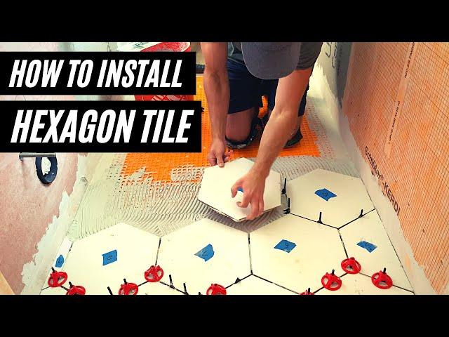 Hexagon TILE installation [How to TILE bathroom floor with Hexagon Tiles]