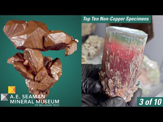 Top Ten Non-Copper Specimens from the A.E. Seaman Mineral Museum - 3 of 10 - Green Cap Tourmaline