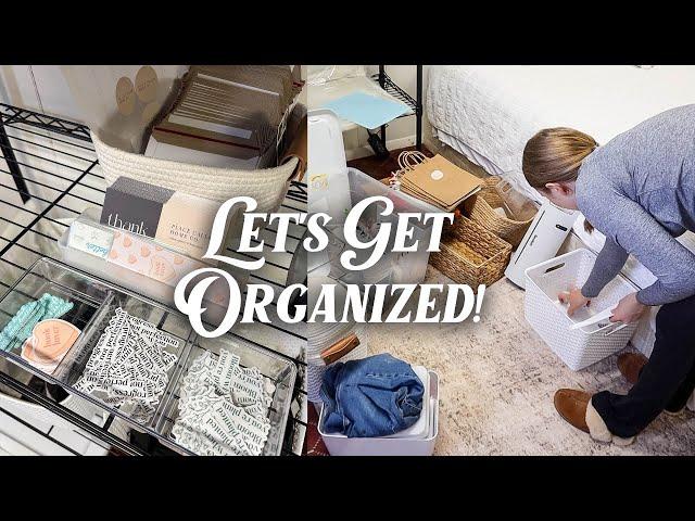 decluttering & organizing my small shop | small business organization + office organization ideas