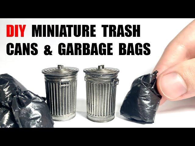 How to Make REALISTIC Miniature Metal Trash Cans & Garbage Bags for Dioramas