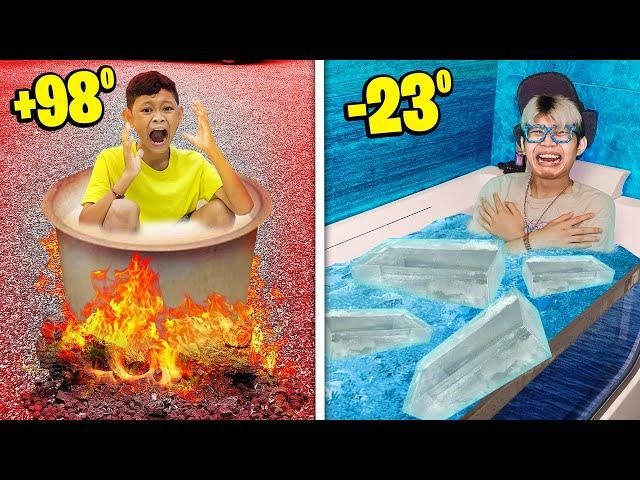 100 PRANK BATHTUB PANAS VS BATHTUB DINGIN DALAM 1 HARI, SAMPAI MEMBEKU!!!