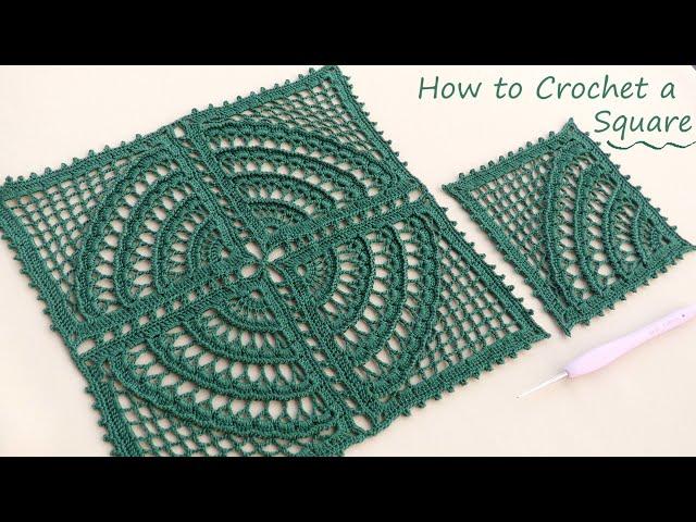 Ажурный КВАДРАТНЫЙ МОТИВ вязание крючкомEasy Crochet square motifs pattern for beginners