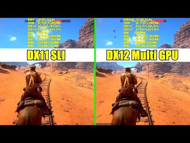 Battlefield 1 DX12 Multi GPU Update DX12 Vs DX11 GTX 1080 TI SLI 4K Ultra Frame Rate Comparison