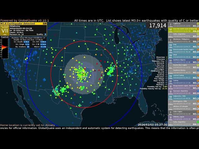 Strong M5.1 Earthquake in Oklahoma with Shaking Simulation! - Feb 3, 2024