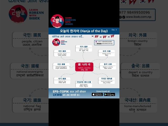Hanja of the Day || Day 4 #lkwb #learnkoreanwithbibek #koreanvasa #koreantutor #languagelearning #