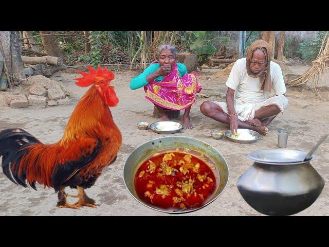 Village Famous RED Country Chicken kosha Curry eating with Rice||Cooking by our Grandmother.