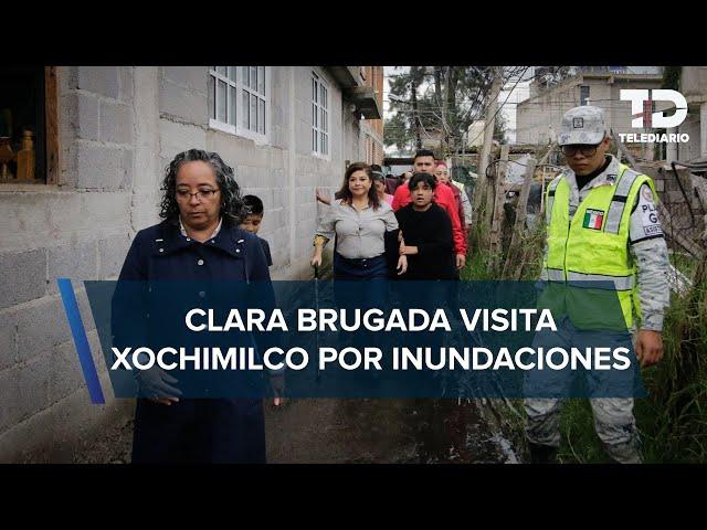 Clara Brugada recorre zonas afectadas por lluvias en Xochimilco