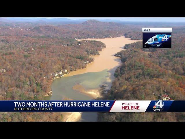 Sky 4 shows Chimney Rock, Lake Lure, two months after Hurricane Helene