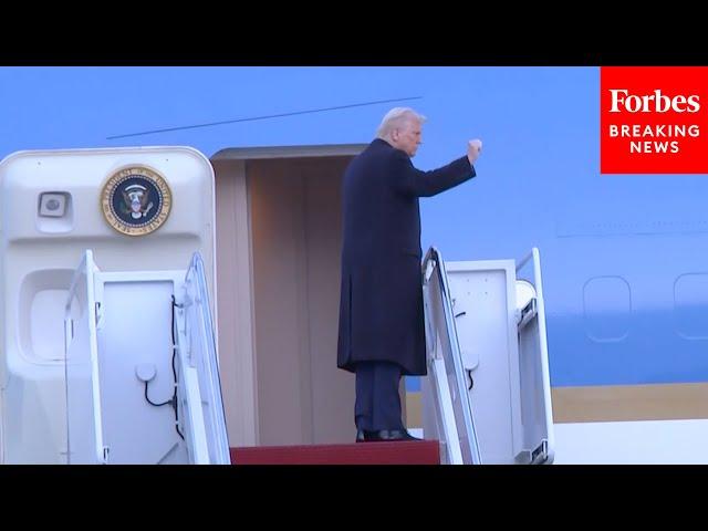 JUST IN: President Trump Boards Air Force One At JBA En Route To Palm Beach, Florida