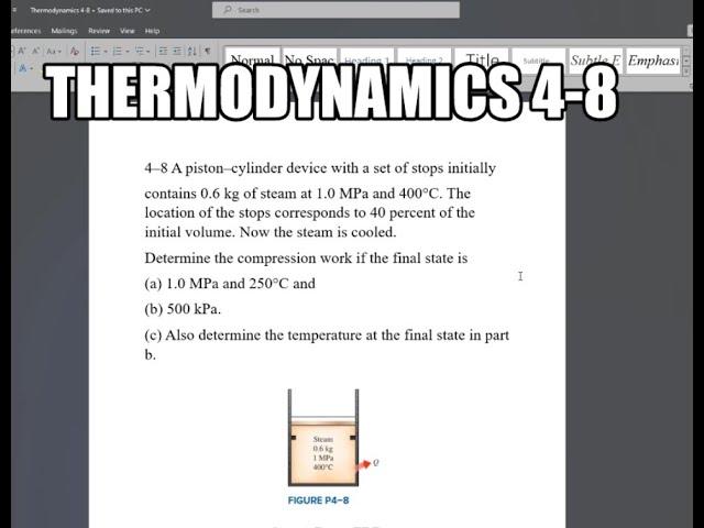 Thermodynamics 4-8 A piston–cylinder device with a set of stops initially contains 0.6 kg of steam