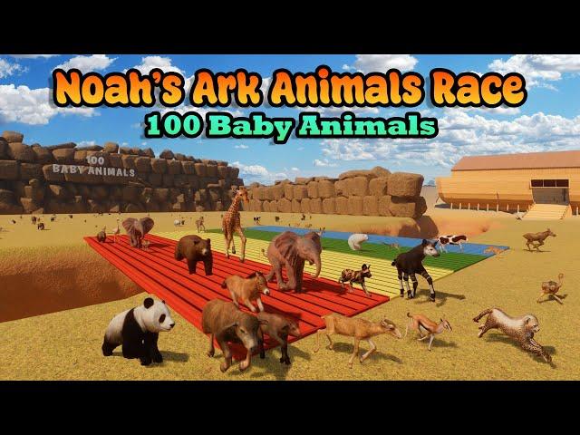 100 Baby Animals Race in Noah's Ark Planet Zoo included Lion, Elephant, Giraffe, Horse, Hippo