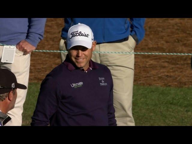 Bill Haas stings the flagstick at The RSM Classic