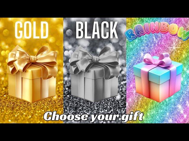 Choose your gift  || 3 gift box challenge || 2 good & 1 bad || Gold, Black & Rainbow #choosebox