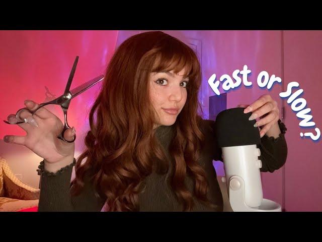 ASMR | Fast and Aggressive Vs Slow and Gentle ASMR (Mouth Sounds, Haircut Roleplay, Visuals, +)