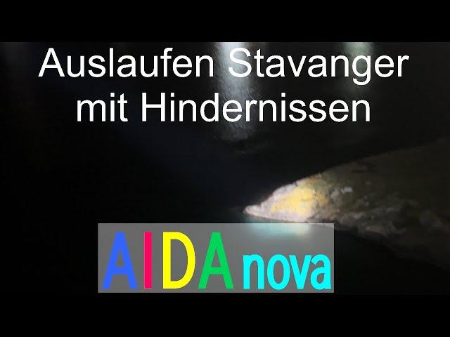 AIDAnova - Departure from Stavanger (Norway) with obstacles and tugboat