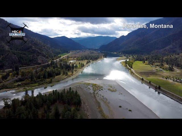 Drone footage above Paradise, Montana