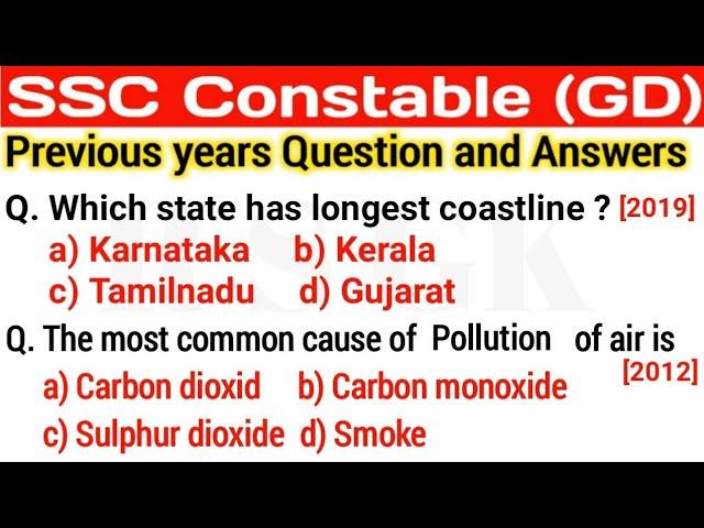 SSC GD Previous Years Questions and Answers || SSC GD General Knowledge || SSC GD GK Questions