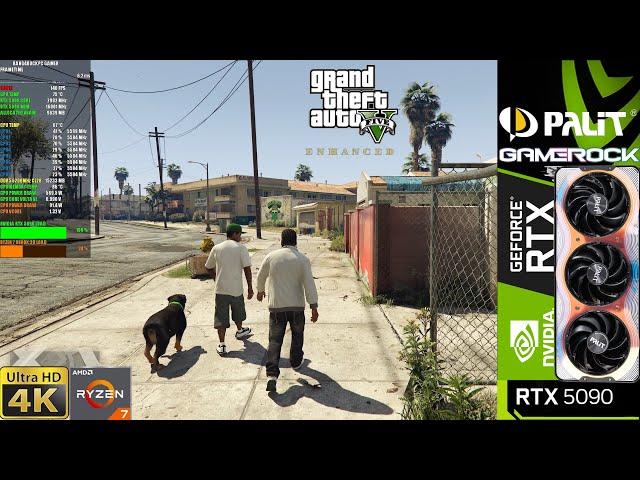 GTA V Enhanced, Max Settings, Ray Tracing, Unlocked FPS, DLAA 4K | RTX 5090 | R7 9800X3D 5.6GHz