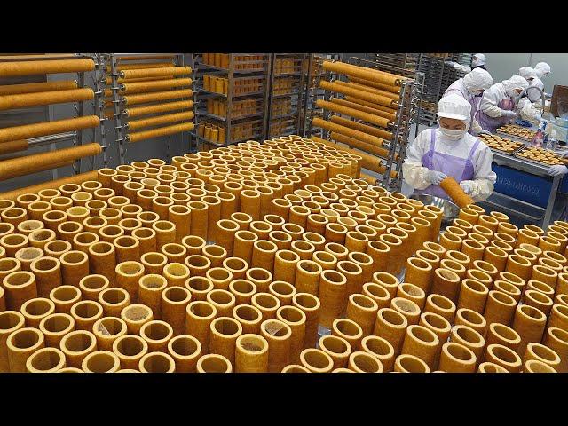 Mass production! Choco Baumkuchen / Food Factory