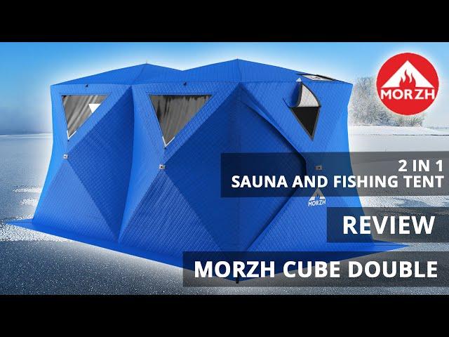 Overview - The CUBE Double tent from the MORZH. 2 in 1 sauna and fishing tent.