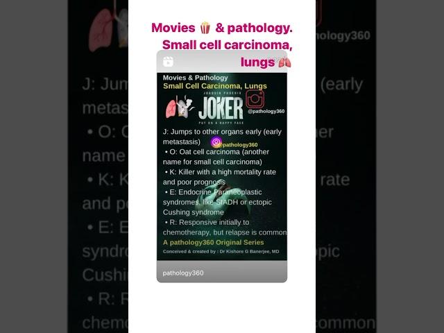 JOKER : to highlight 5 key  features of small cell carcinoma, lungs. 🫁.  #Movies & #pathology