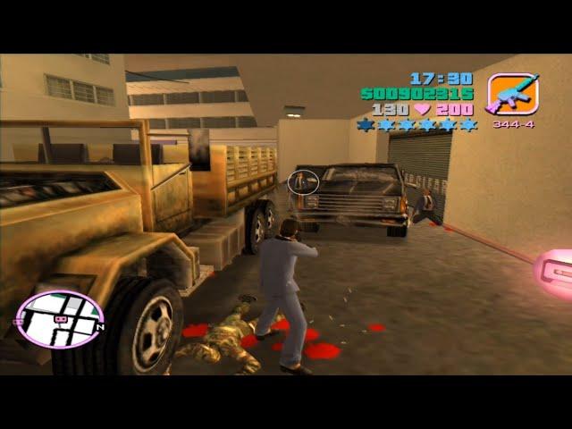 GTA Vice City Epic 6 Stars Wanted Level Shootout+ Tank Rampage + Escape