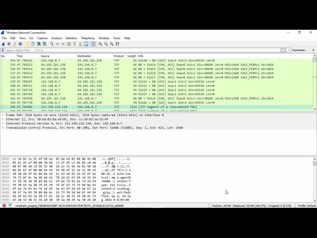 Analyzing the live capture using Wireshark