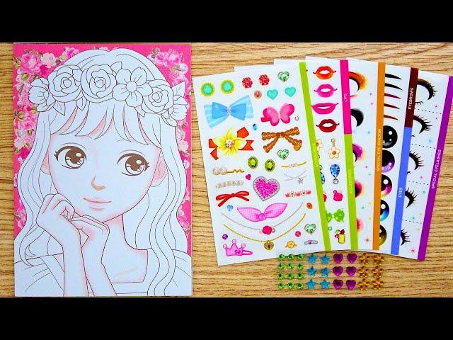 [Paper Play] 미미 메이크업 박스 | 예쁜 소녀들을 색칠하고 스티커로 메이크업 하기 | Mimi Make Up Box | Make Up Sticker Book