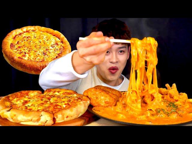 ASMR 모짜렐라 치즈가득 시카고피자토마토 미트볼 스파게티 먹방~!! X2 Chicago Pizza With Tomato Meatball Spaghetti MuKBang~!