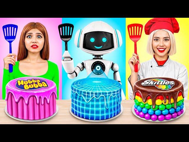 Tantangan Memasak Aku vs Nenek dengan Robot! Tantangan Menghias Kue oleh YUMMY JELLY