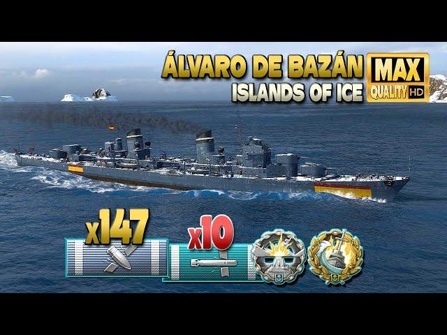 Rare premium destroyer "Álvaro de Bazán" on map Islands of Ice - World of Warships