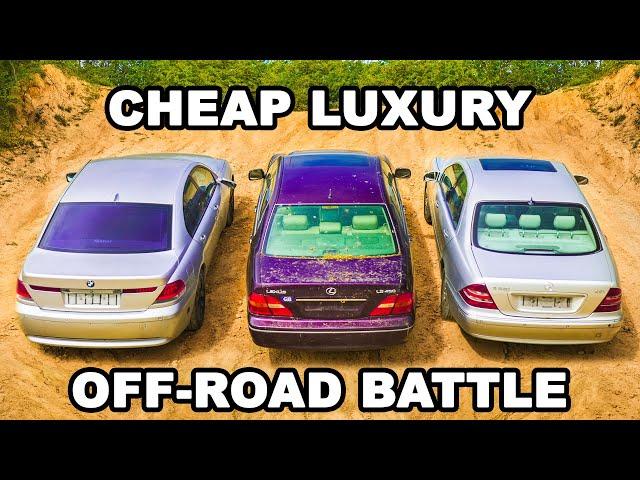 Old BMW 7 Series v S-Class v Lexus LS: OFF-ROAD BATTLE!