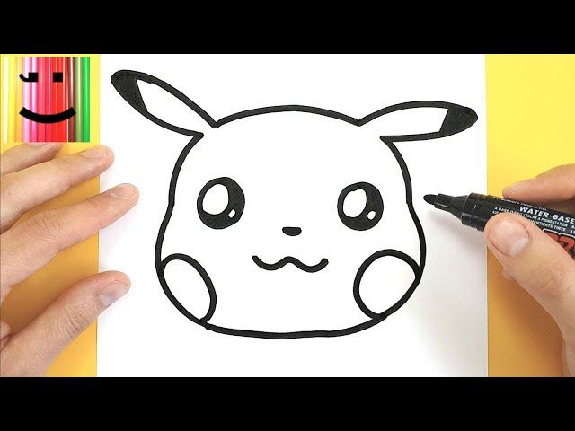 HOW TO DRAW A CUTE PIKACHU EMOJI KAWAII