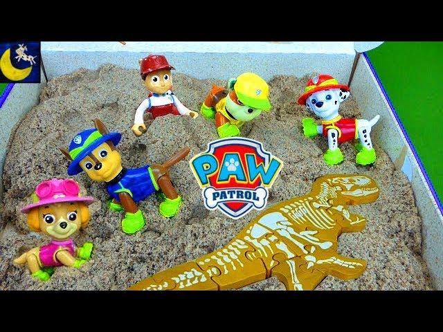 Paw Patrol Toys Rescue Video Racers Game Kinetic Sand Digging for Dinosaur Bones Mayor Humdinger