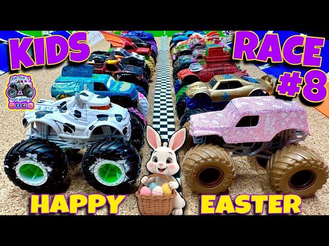 Toy Diecast Monster Truck Racing Tournament | Kids designed, built, and painted customs! RACE #8