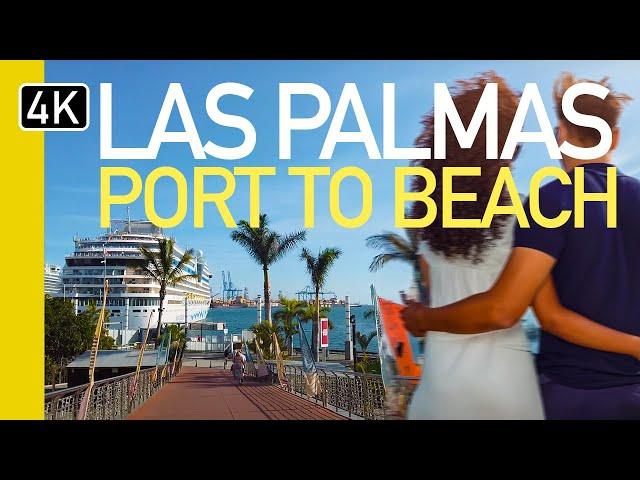 Gran Canaria Cruise Port to Las Canteras Beach 2024 l 4K Walking Tour