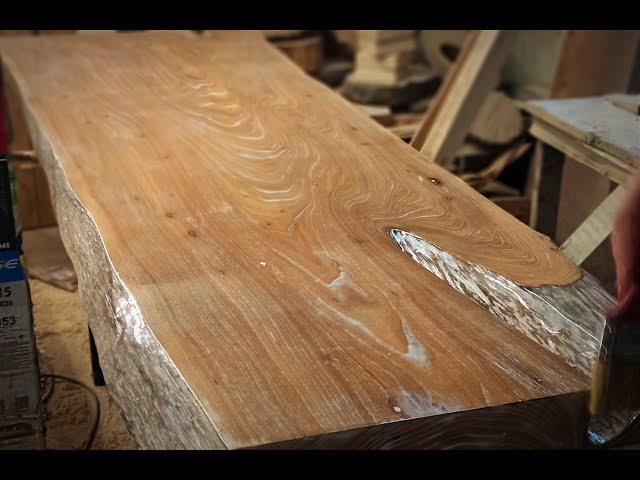 Как сделать стол из слэба карагача?...без эпоксидной смолы.How to make a slab table?