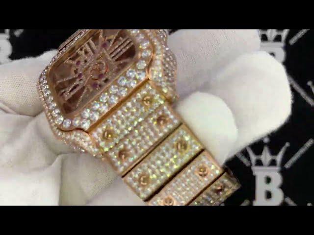 Moissanite VVS Skeleton Iced Out Baller Square Steel Watch