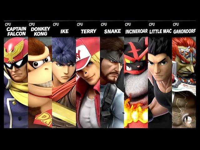 Captain Falcon VS Donkey Kong VS Ike VS Terry VS Snake VS Incineroar VS Little Mac VS Ganondorf LV 9