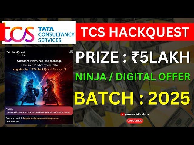  TCS HackQuest Season 9 | Win ₹5 Lakhs + TCS Cybersecurity Career Opportunity 