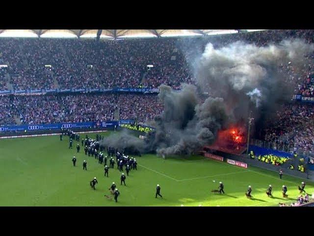 Pyro & Rauchbomben beim Spiel Hamburg - Gladbach - HSV Abstieg