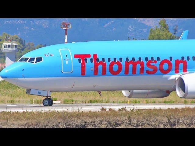 Plane Spotting at Corfu Airport - Part 1 - Thomson Airways Boeing 757 737 [1080p HD]