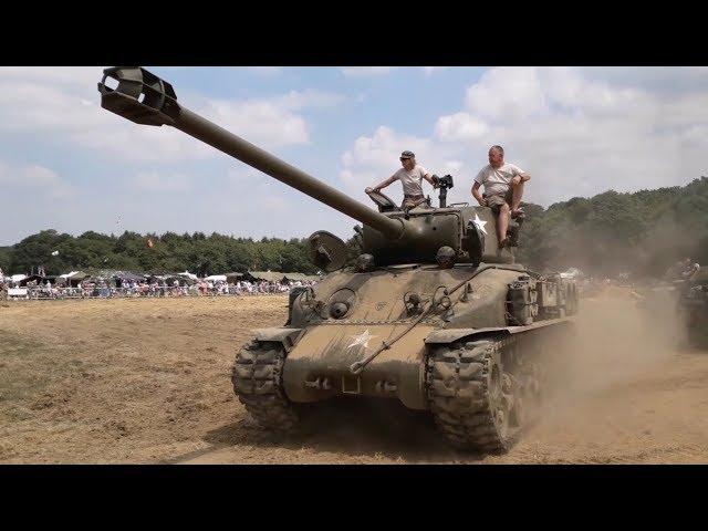 M51 Super Sherman, T34-85, Marder III, T54 Tanks Rolling at Capel Military Vehicle Show