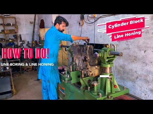 Tractor Engine Block Boring and Honing  || 4 Cylinder Engine Block Line Aligning and Bore Welding