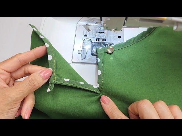 Skills to sew neckline with slit and button loop perfectly | Sewing skills for beginners